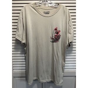 Fresh Laundry Graphic Logo Tshirt Short Sleeve Size 2XL Cherry Blossoms Tan/Pink